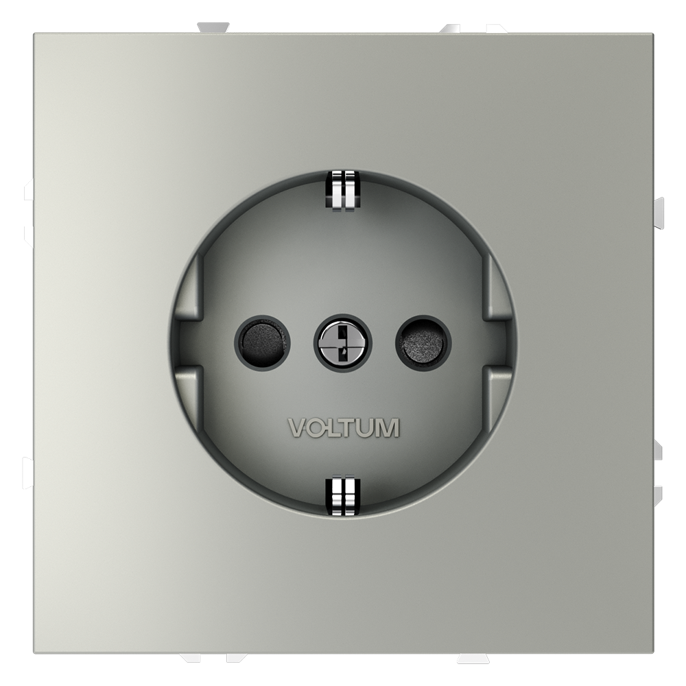 Розетка встраиваемая VOLTUM S70 с заземлением и защитными шторками, (сталь) VLS040205