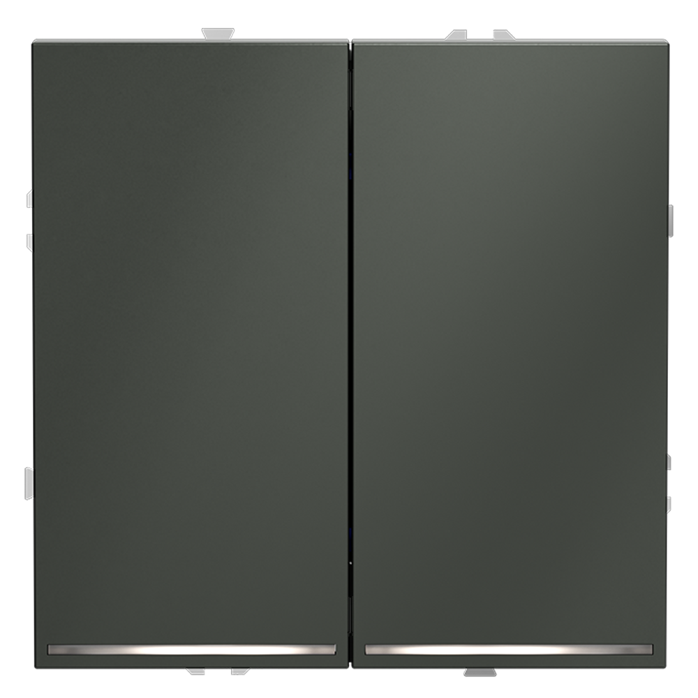 Выключатель встраиваемый VOLTUM S70 двухклавишный с подсветкой (титан) VLS020206