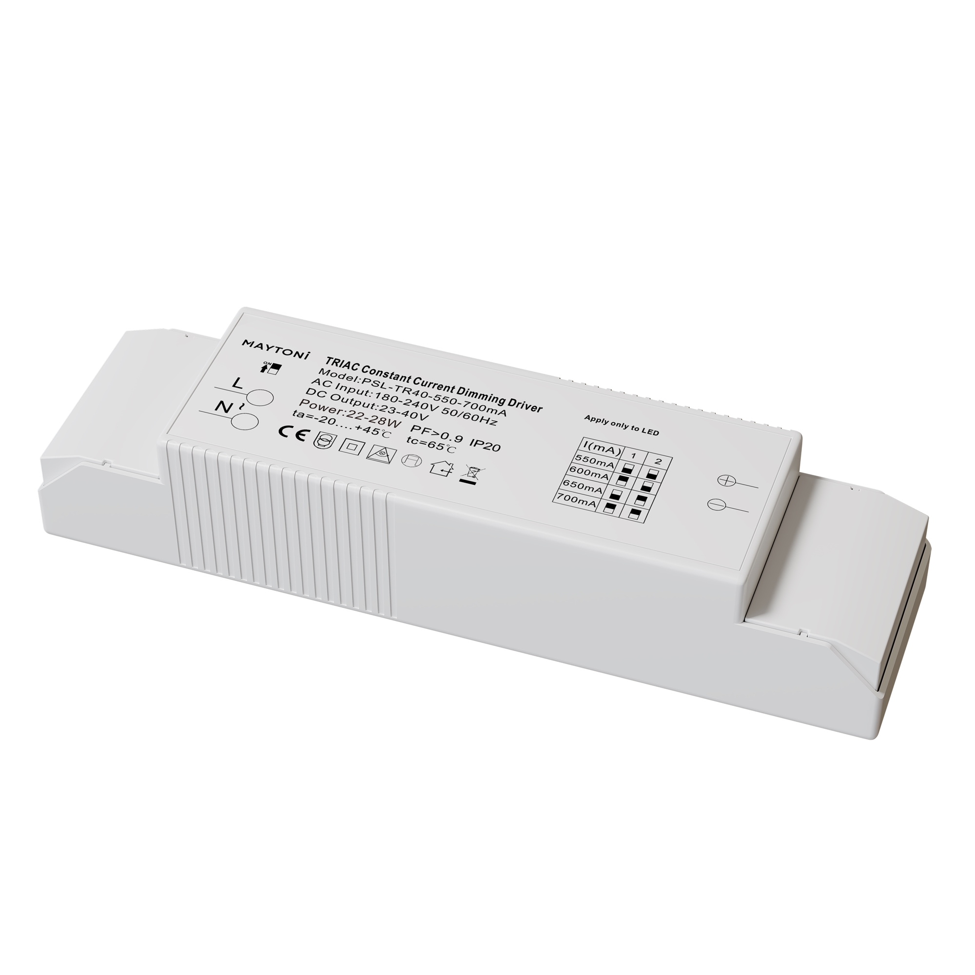 Блок питания 23-40В 22-28Вт IP20 Maytoni Triac PSL-TR40-550-700mA