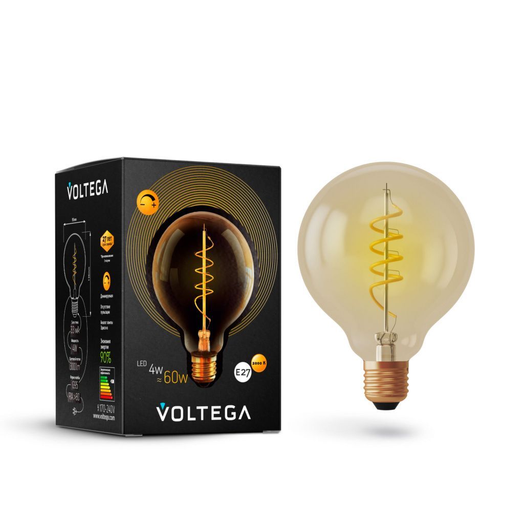 Ретро лампа диммируемая Voltega Globe E27 4W 2000K 7076