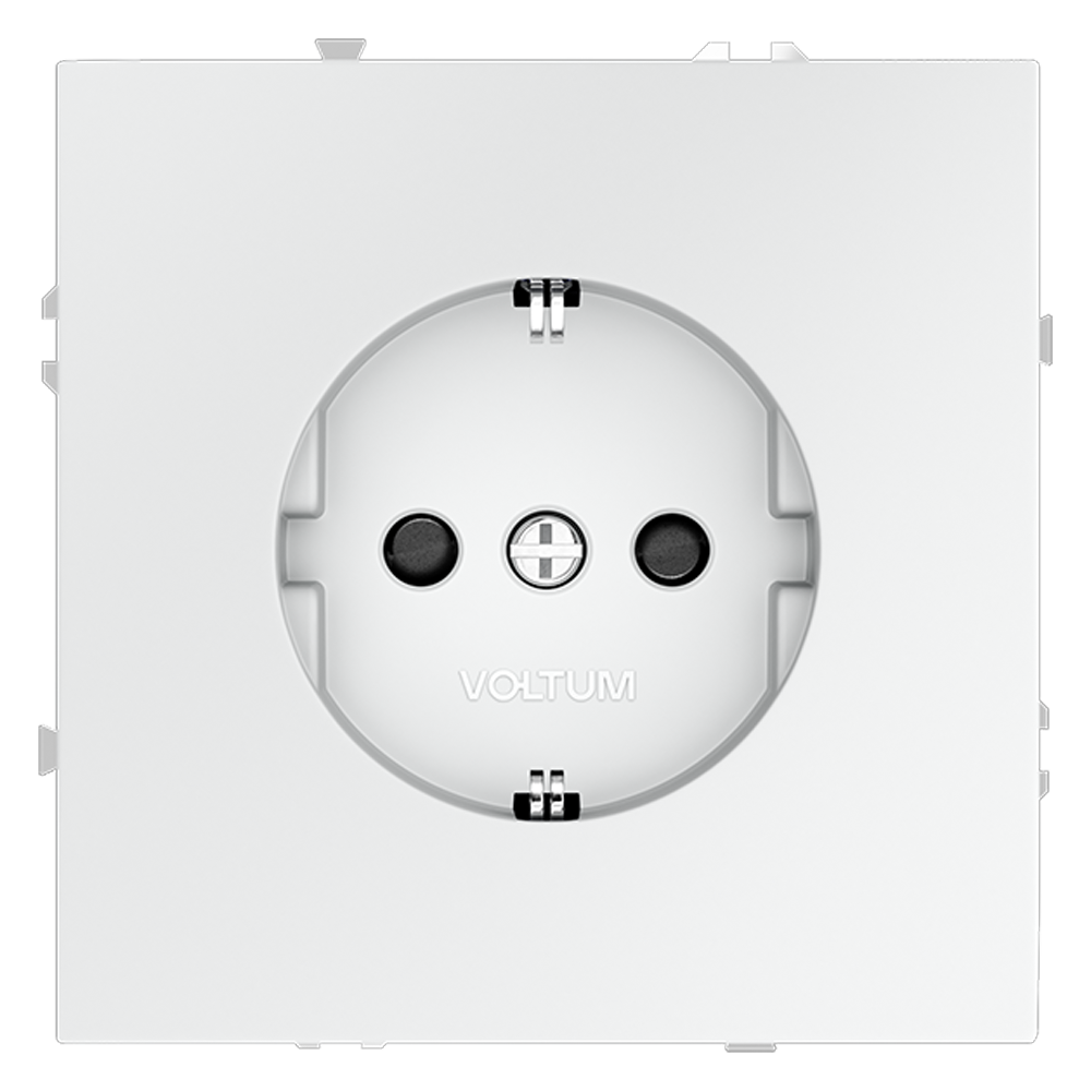 Розетка встраиваемая VOLTUM S70 с заземлением и защитными шторками, (белый матовый) VLS040202