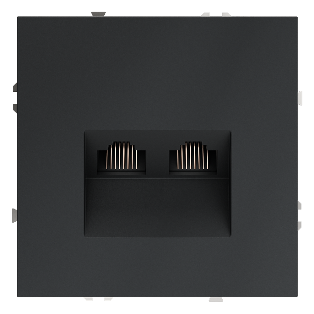 Розетка компьютерная встраиваемая VOLTUM S70 двойная RJ45+RJ45 кат.6, (графит) VLS060207