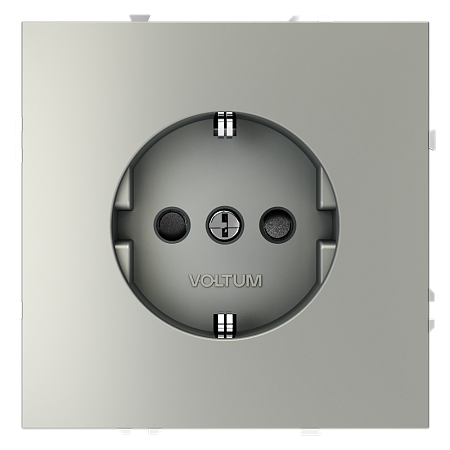 Розетка встраиваемая VOLTUM S70 с заземлением и защитными шторками, (сталь) VLS040205 Розетка встраиваемая VOLTUM S70 с заземлением и защитными шторками, (сталь) VLS040205
