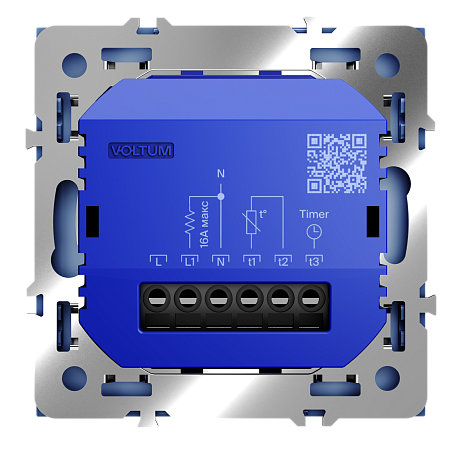 Терморегулятор электронный с индикацией и датчиком, для теплого пола Voltum S70 (деним) VLS070115