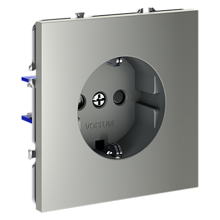 Розетка встраиваемая VOLTUM S70 с заземлением и защитными шторками, (сталь) VLS040205 Розетка встраиваемая VOLTUM S70 с заземлением и защитными шторками, (сталь) VLS040205