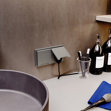 Розетка встраиваемая VOLTUM S70 с заземлением, защитными шторками и крышкой (сталь) VLS040305 Розетка встраиваемая VOLTUM S70 с заземлением, защитными шторками и крышкой (сталь) VLS040305