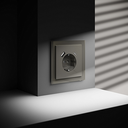 Розетка встраиваемая VOLTUM S70 с заземлением и защитными шторками, с USB, A+С, (шелк) VLS040504 Розетка встраиваемая VOLTUM S70 с заземлением и защитными шторками, с USB, A+С, (шелк) VLS040504