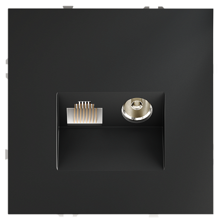 Розетка телевизионная встраиваемая TV+RJ45 кат. 6 Voltum S70 (графит) VLS060707