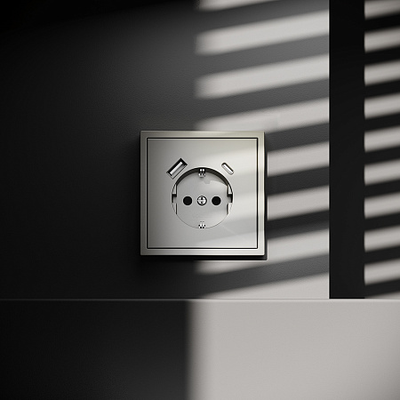 Розетка встраиваемая VOLTUM S70 с заземлением и защитными шторками, с USB, A+С, (шелк) VLS040504 Розетка встраиваемая VOLTUM S70 с заземлением и защитными шторками, с USB, A+С, (шелк) VLS040504