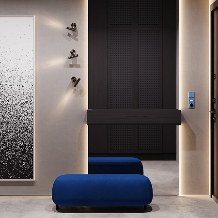 Терморегулятор электронный с индикацией и датчиком, для теплого пола Voltum S70 (деним) VLS070115