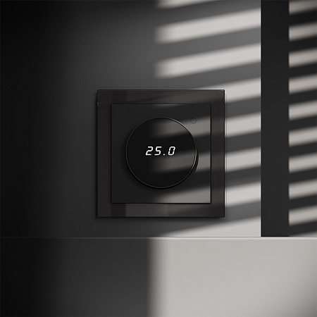 Терморегулятор электронный VOLTUM S70 с индикацией и датчиком, для теплого пола, (черный матовый) VLS070108