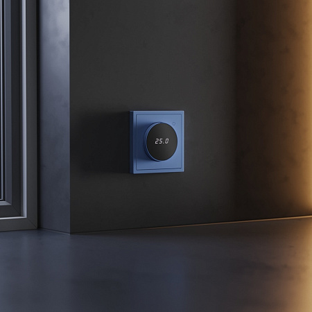 Терморегулятор электронный с индикацией и датчиком, для теплого пола Voltum S70 (деним) VLS070115