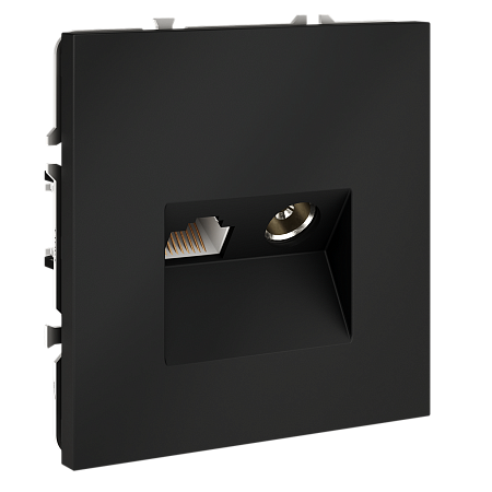 Розетка телевизионная встраиваемая TV+RJ45 кат. 6 Voltum S70 (графит) VLS060707