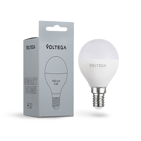 Светодиодная диммируемая лампа Wi-Fi Voltega E14 5W 2700K VG 2428 шар матовый