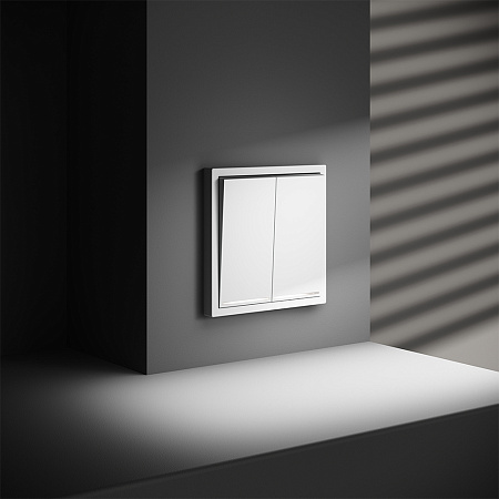 Выключатель встраиваемый VOLTUM S70 двухклавишный с подсветкой (белый матовый) VLS020202