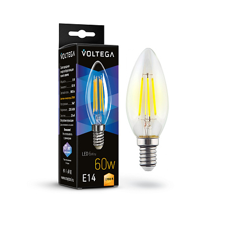 Светодиодная лампа 6W 2700K E14 Voltega Crystal Candle 7197
