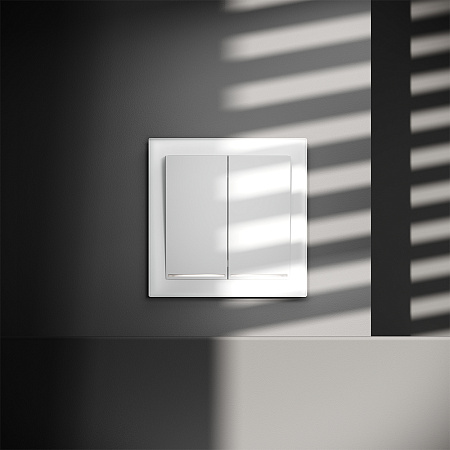 Выключатель встраиваемый VOLTUM S70 двухклавишный с подсветкой (белый матовый) VLS020202