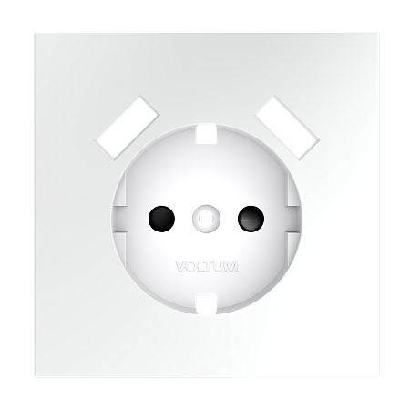 Накладка для розетки с заземлением и защитными шторками, с USB A+A Voltum S70 (белый матовый) VLS000902