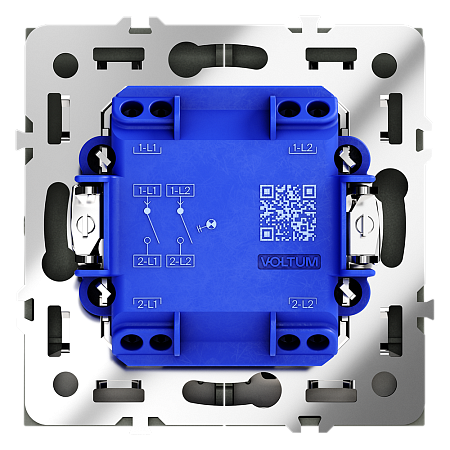Выключатель встраиваемый VOLTUM S70 двухклавишный с подсветкой (титан) VLS020206