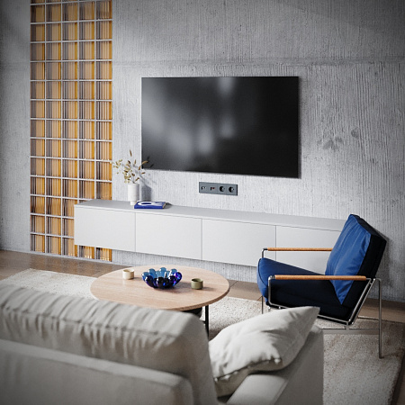 Розетка телевизионная встраиваемая TV+RJ45 кат. 6 Voltum S70 (графит) VLS060707