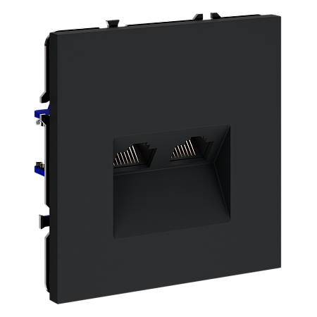 Розетка компьютерная встраиваемая VOLTUM S70 двойная RJ45+RJ45 кат.6, (графит) VLS060207