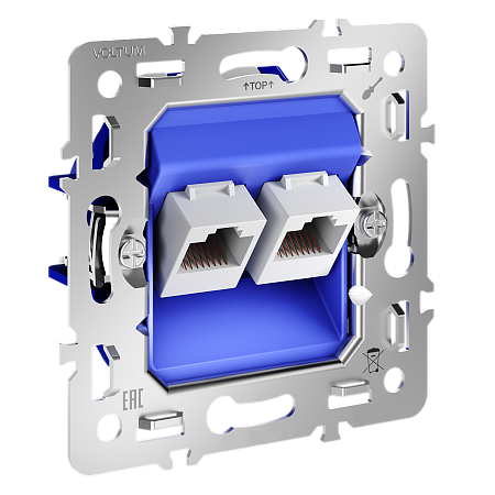 Механизм розетки компьютерной двойной RJ45+RJ45 кат.6 Voltum S70 VLS0602M Механизм розетки компьютерной двойной RJ45+RJ45 кат.6 Voltum S70 VLS0602M