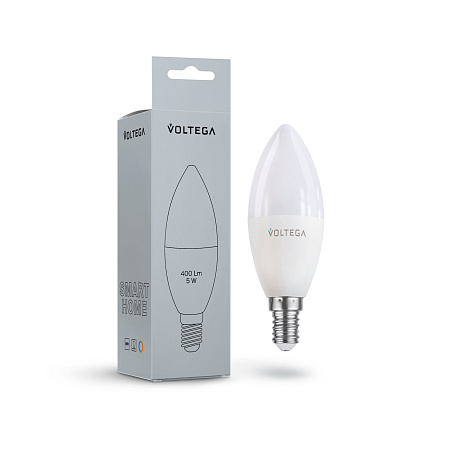 Светодиодная диммируемая лампа Wi-Fi Voltega E14 5W 2700K VG 2427 свеча матовая