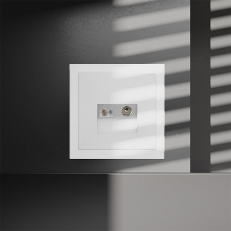 Розетка телевизионная встраиваемая TV+RJ45 кат. 6 Voltum S70 (белый матовый) VLS060702 Розетка телевизионная встраиваемая TV+RJ45 кат. 6 Voltum S70 (белый матовый) VLS060702