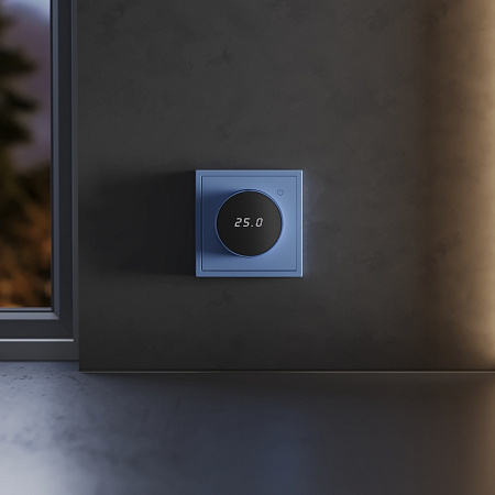 Терморегулятор электронный с индикацией и датчиком, для теплого пола Voltum S70 (деним) VLS070115