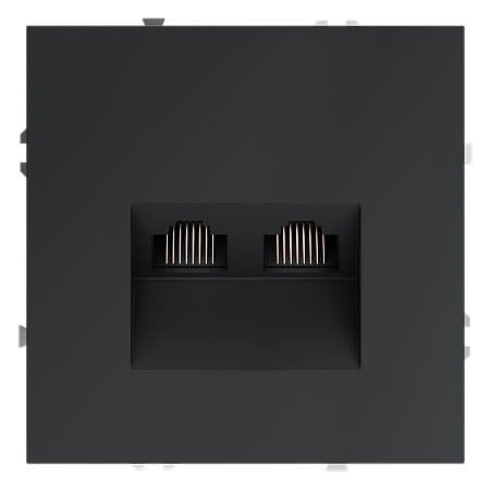Розетка компьютерная встраиваемая VOLTUM S70 двойная RJ45+RJ45 кат.6, (графит) VLS060207