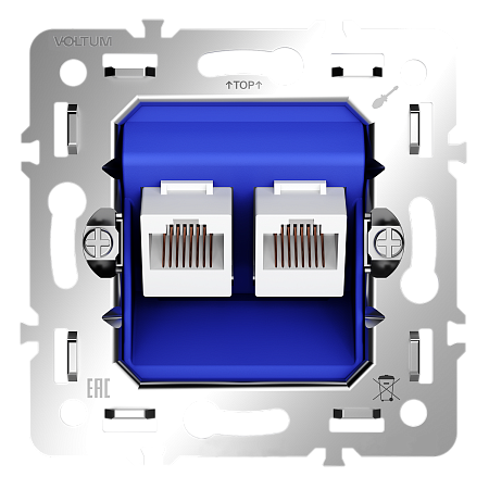 Механизм розетки компьютерной двойной RJ45+RJ45 кат.6 Voltum S70 VLS0602M Механизм розетки компьютерной двойной RJ45+RJ45 кат.6 Voltum S70 VLS0602M