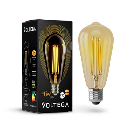 Ретро лампа Voltega ST64 E27 6W 2800K 5526