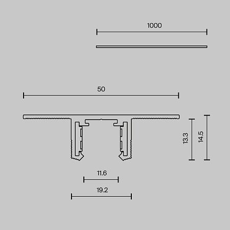 Шинопровод 1м. встраиваемый под ГКЛ 12,5мм Maytoni Exility X Busbar trunkings TRX239-421.12B