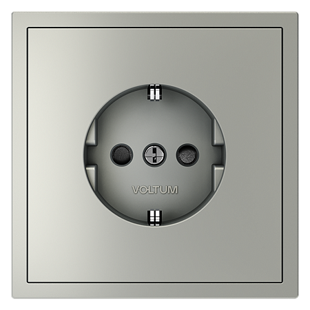 Розетка встраиваемая VOLTUM S70 с заземлением и защитными шторками, (сталь) VLS040205 Розетка встраиваемая VOLTUM S70 с заземлением и защитными шторками, (сталь) VLS040205