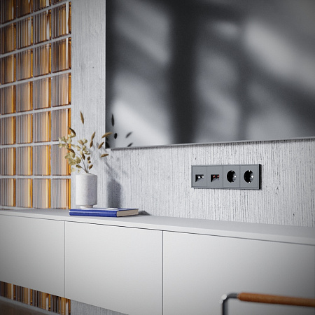 Розетка телевизионная встраиваемая TV+RJ45 кат. 6 Voltum S70 (графит) VLS060707