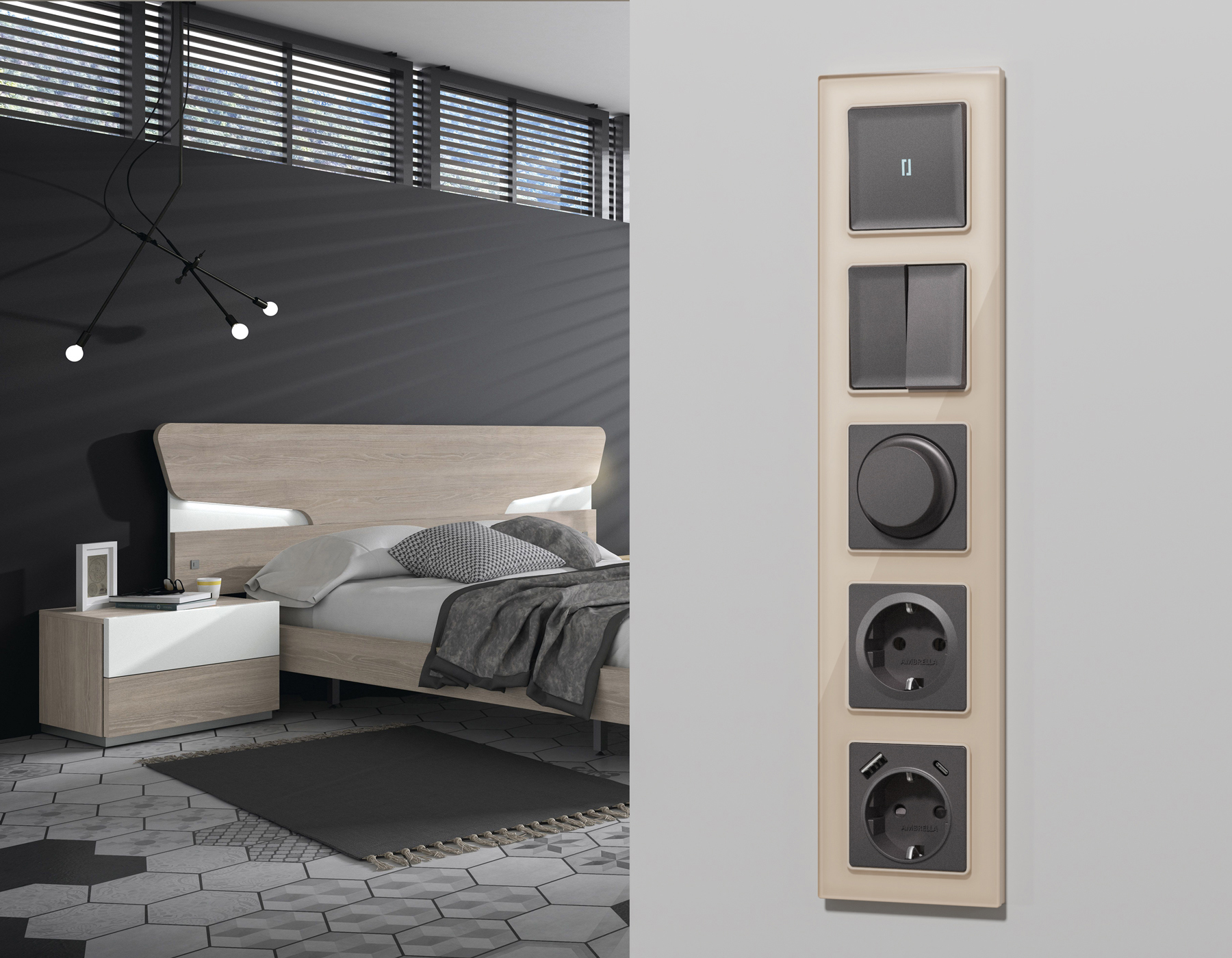 Комплект механизма 2-клавишного перекрестного выключателя 10A-250V Ambrella Volt Alfa MA653030