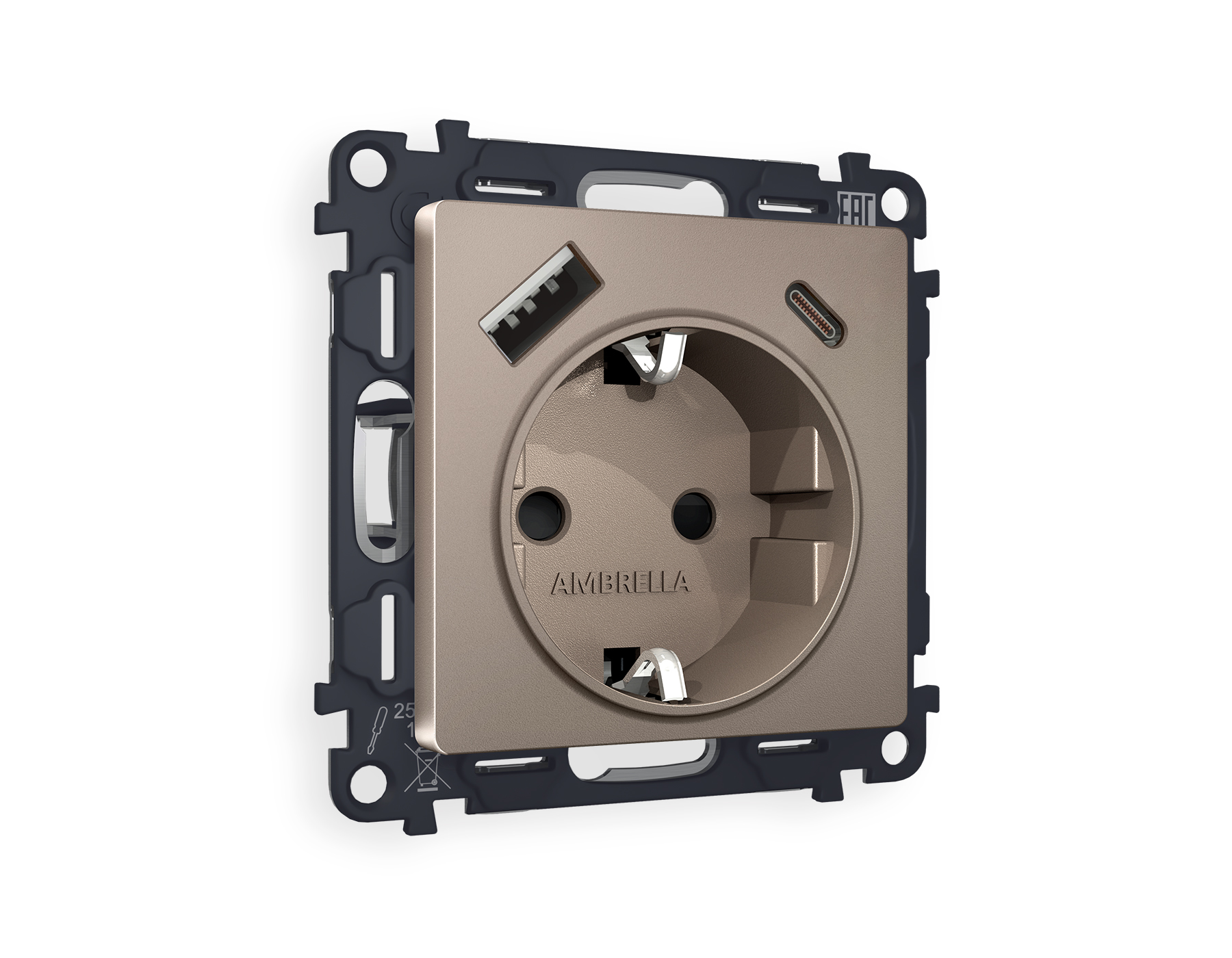 Комплект механизма электрической розетки Ambrella Volt ALFA MA640010