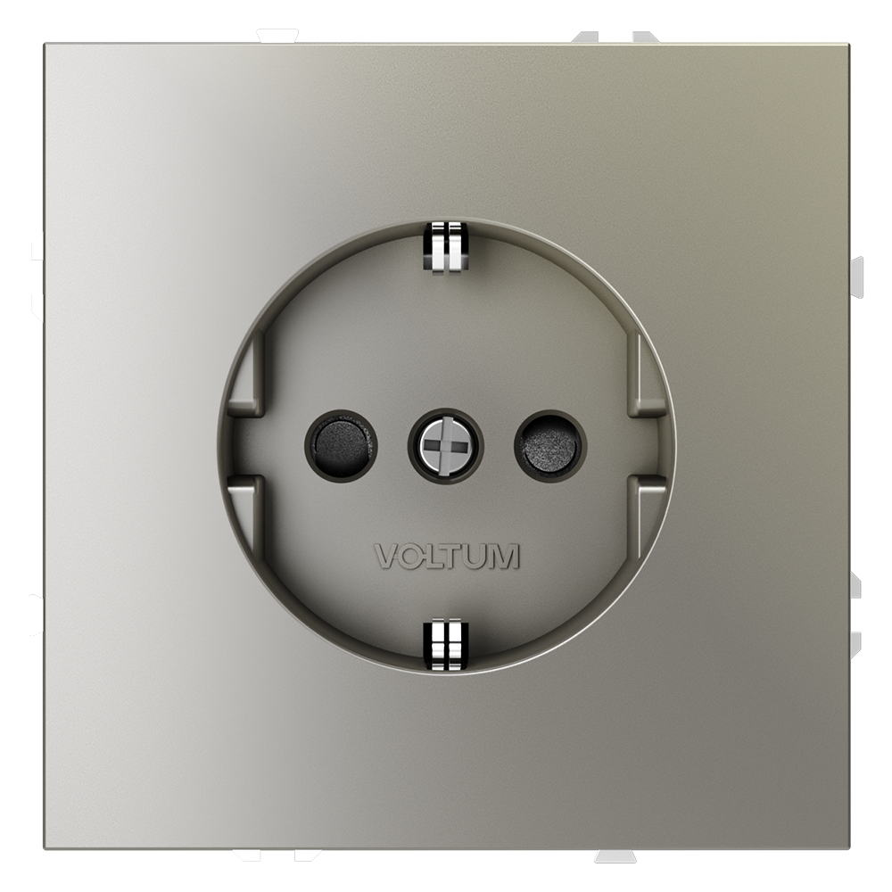 Розетка встраиваемая VOLTUM S70 с заземлением и защитными шторками, (шелк) VLS040204