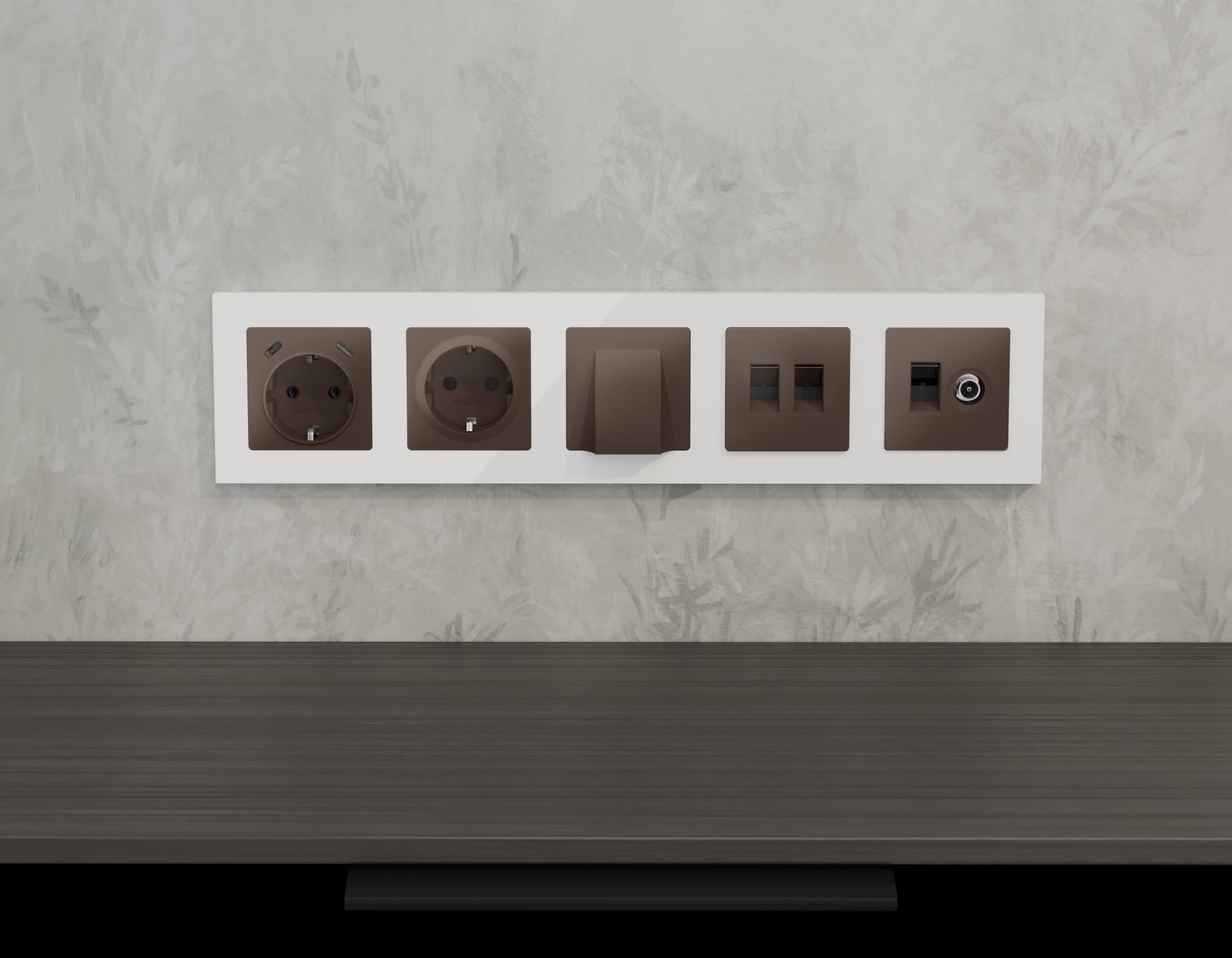 Лицевая панель ALFA для компьютерной/телефонной двойной розетки ALFA AP6421