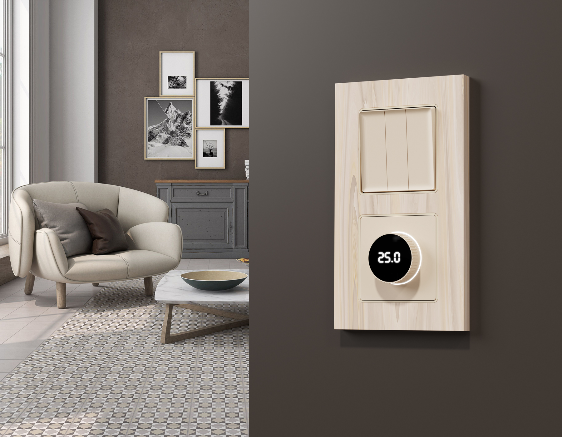 Лицевая панель ALFA для терморегулятора теплого пола с цифровым дисплеем ALFA AP3258