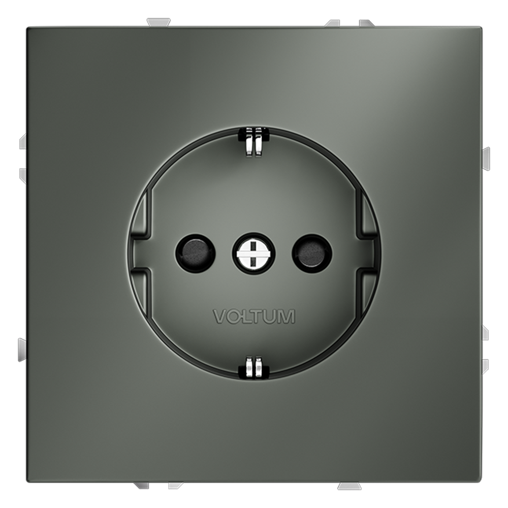 Розетка встраиваемая VOLTUM S70 с заземлением и защитными шторками, (титан) VLS040206