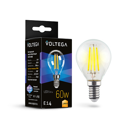 Светодиодная лампа 6W 2700K E14 Voltega Crystal Globe 7212 Светодиодная лампа 6W 2700K E14 Voltega Crystal Globe 7212