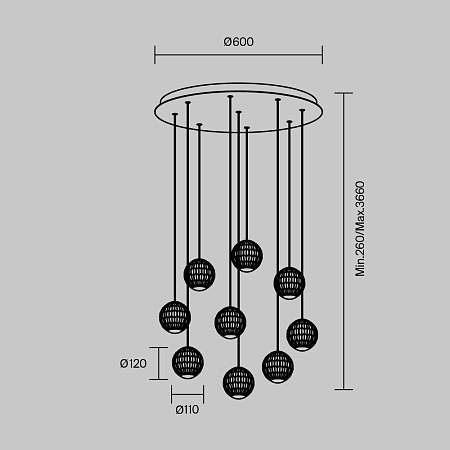 Люстра подвесная светодиодная Maytoni Sapphire MOD293PL-L56BS3K