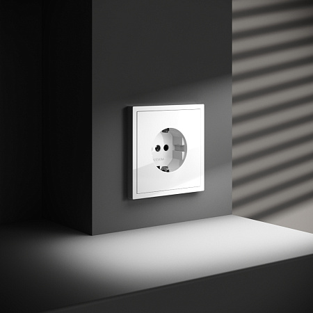 Розетка встраиваемая VOLTUM S70 с заземлением (белый глянцевый) VLS040101
