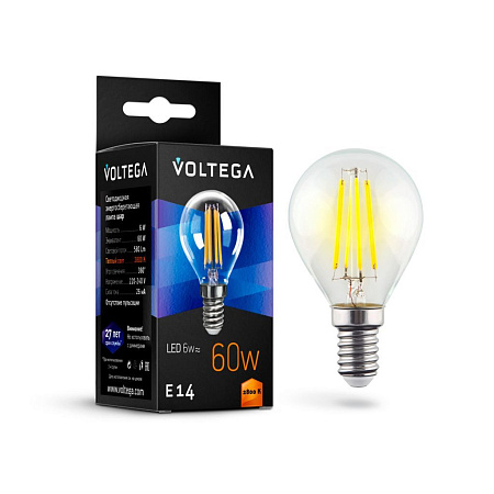 Филаментная лампа Voltega Globe 6W 2800K 7021 Филаментная лампа Voltega Globe 6W 2800K 7021