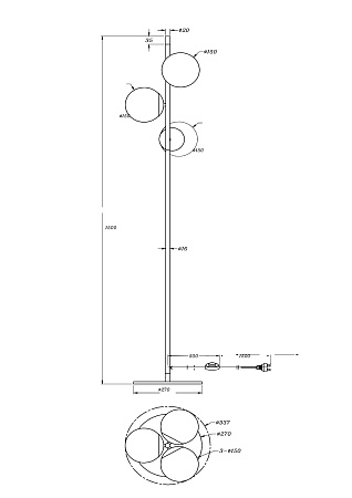 Торшер Maytoni MOD048FL-03G Торшер Maytoni MOD048FL-03G