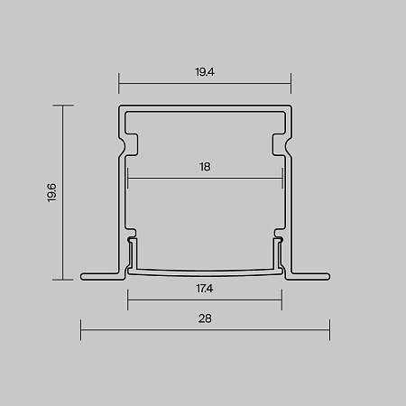 Алюминиевый профиль встраиваемый с накладным фланцем 27x20 (2м.) Maytoni ALM-2720-S-2M 632017