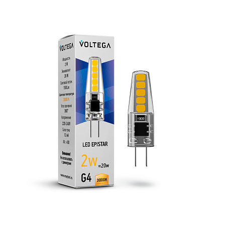 Светодиодная лампа 2W 3000K G4 Voltega Simple Capsule 7260 Светодиодная лампа 2W 3000K G4 Voltega Simple Capsule 7260