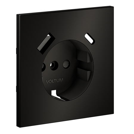 Накладка для розетки с заземлением и защитными шторками, с USB A+C Voltum S70 METAL (антрацит) VLSM001012 Накладка для розетки с заземлением и защитными шторками, с USB A+C Voltum S70 METAL (антрацит) VLSM001012