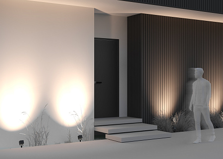 Уличный грунтовый светодиодный светильник Maytoni Ares O309FL-L8B3K